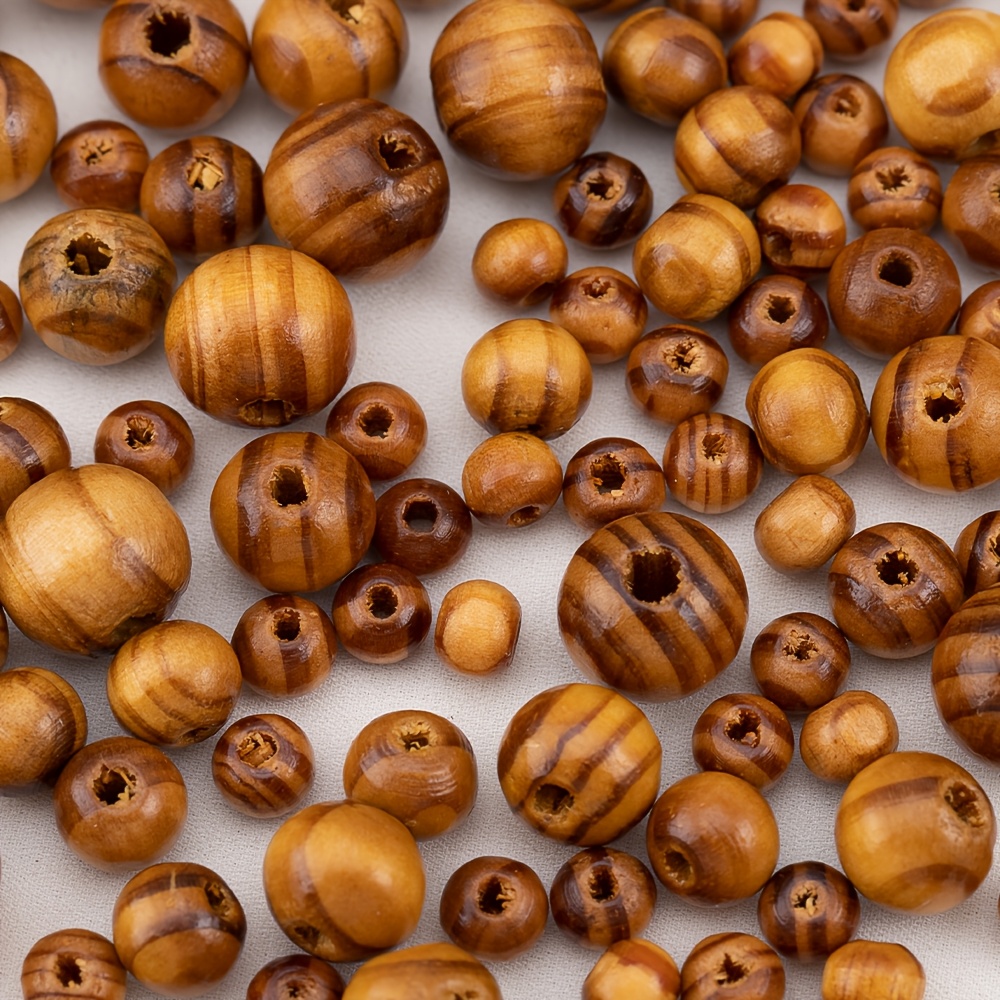 New Chinese Style Pine Wood Grain Round Beads for DIY